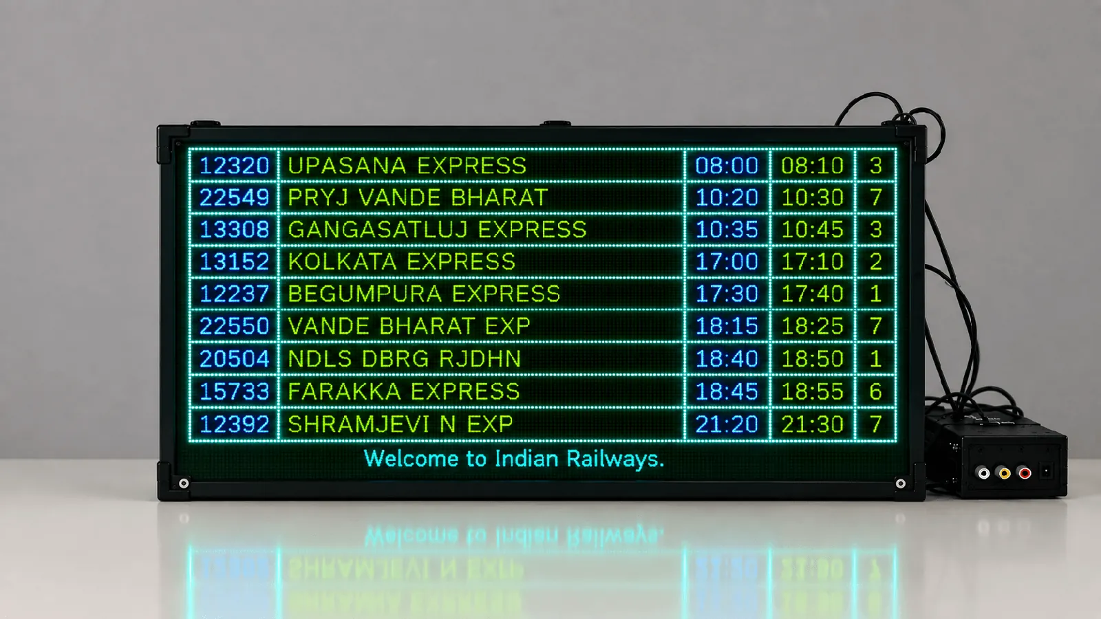DAT LED IPIS video display board at a railway station